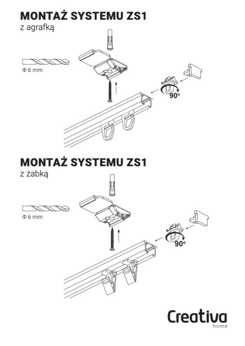 Czarna szyna aluminiowa pojedyncza kompletna ZS-200 | 200cm Czarna szyna aluminiowa pojedyncza kompletna ZS-200 | 200cm